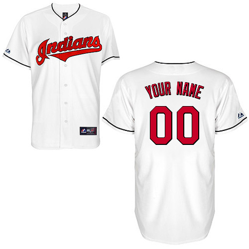 Customized Youth MLB jersey-Cleveland Indians Authentic Home White Cool Base Baseball Jersey